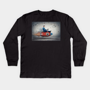 businessman's rocket speed Kids Long Sleeve T-Shirt